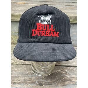 Vintage Bull Durham Black Red Corduroy Snapback Hat One Size With Tag